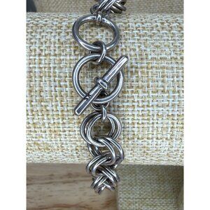 Kendra Scott Silver Chain Link Toggle Bracelet 7.8" Elegant Womens Jewelry